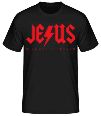 Jesus Highway To Heaven - Pánske basic tričko - Čierna - Predné