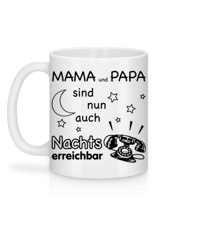 Vorschau: Eltern Nachts Erreichbar - Tasse - Weiß - Hinten