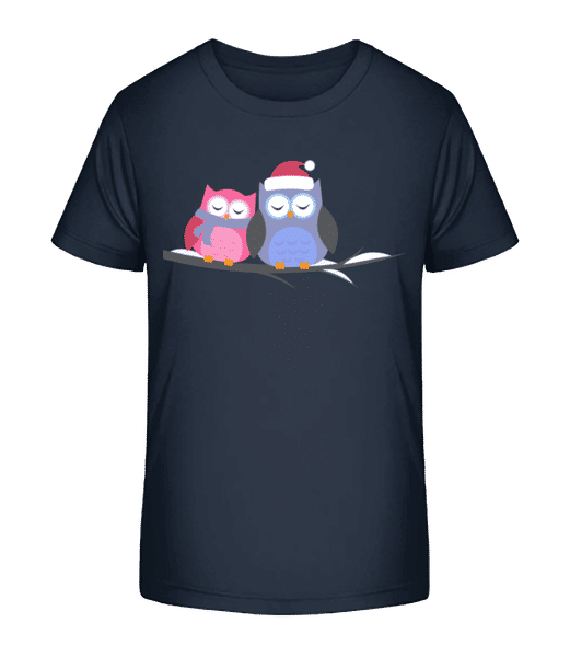 Aperçu: Chouettes De Noël - T-shirt bio Enfant Stanley Stella 2.0 - Bleu marine - Devant