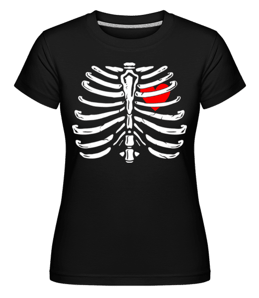 Aperçu: Squelette avec cœur -  T-shirt Shirtinator femme - Noir - Devant
