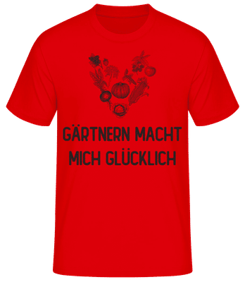Gärtnern Macht Glücklich - Männer Basic T-Shirt - Rot - Vorne