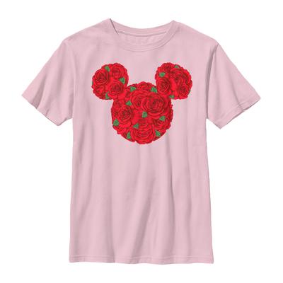 Disney Classics - Micky Maus - Mickey Mouse Roses - Valentinstag - Kinder T-Shirt - Rosa - Vorne