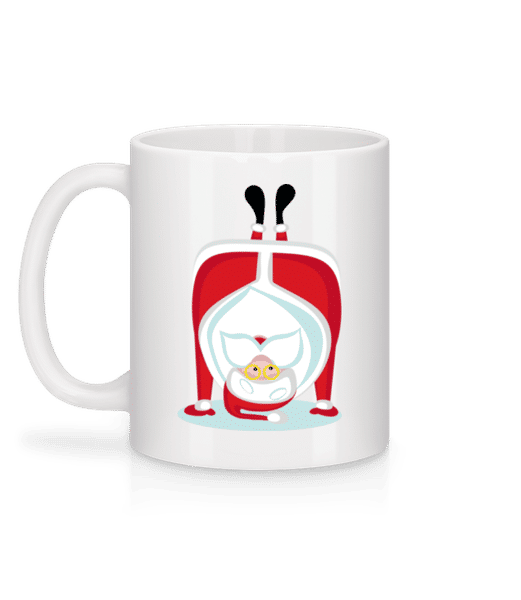 Vorschau: Weihnachtsmann Kopfstand - Tasse - Weiß - Hinten