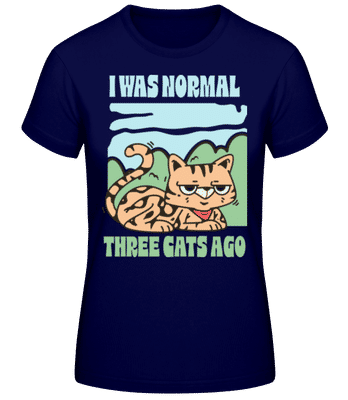 Three Cats Ago - Women's Basic T-Shirt - Navy - Front