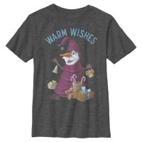 Disney - La Reine des neiges - Olaf Wishes - Enfant T-shirt - Anthracite chiné - Devant