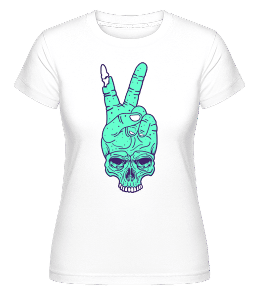 Aperçu: Skull Hand Peace -  T-shirt Shirtinator femme - Blanc - Devant