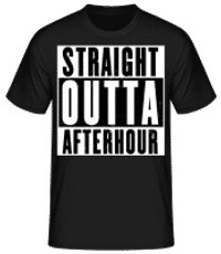 Straight Outta Afterhour White - Men's Basic T-Shirt - Black - Front