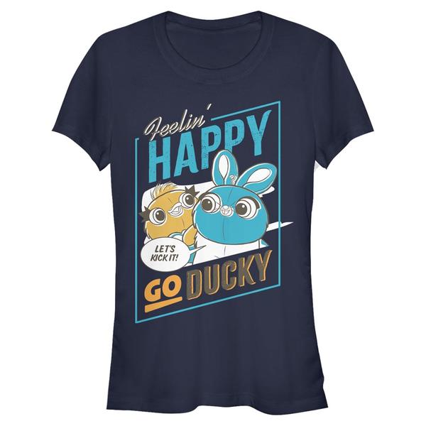 Aperçu: Pixar - Toy Story - Ducky et Bunny Happy GO Ducky - Femme T-shirt - Bleu marine - Devant
