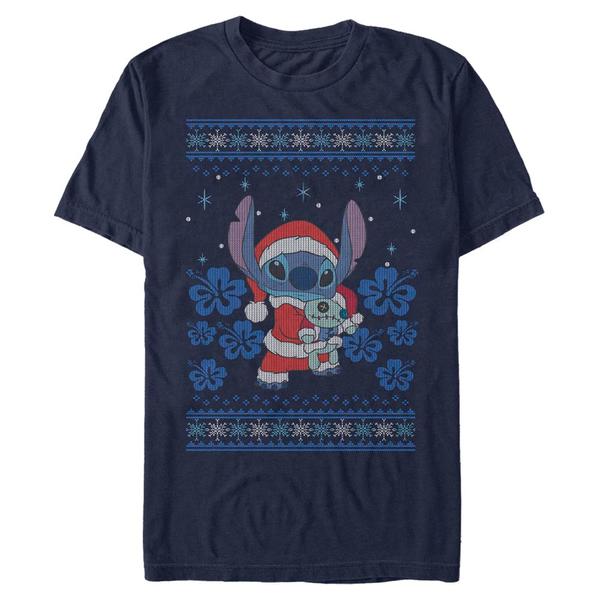 Aperçu: Disney - Lilo & Stitch - Stitch Holiday - Christmas - Homme T-shirt - Bleu marine - Devant