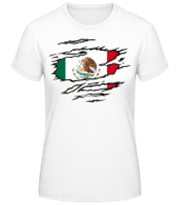 Ripped Flag Mexico - Women's Basic T-Shirt - White - Front