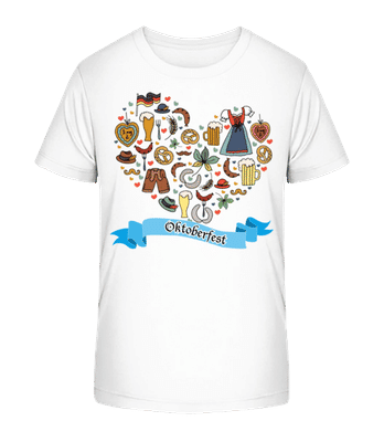 Oktoberfest Herz - Kinder Bio T-Shirt Stanley Stella 2.0 - Weiß - Vorne