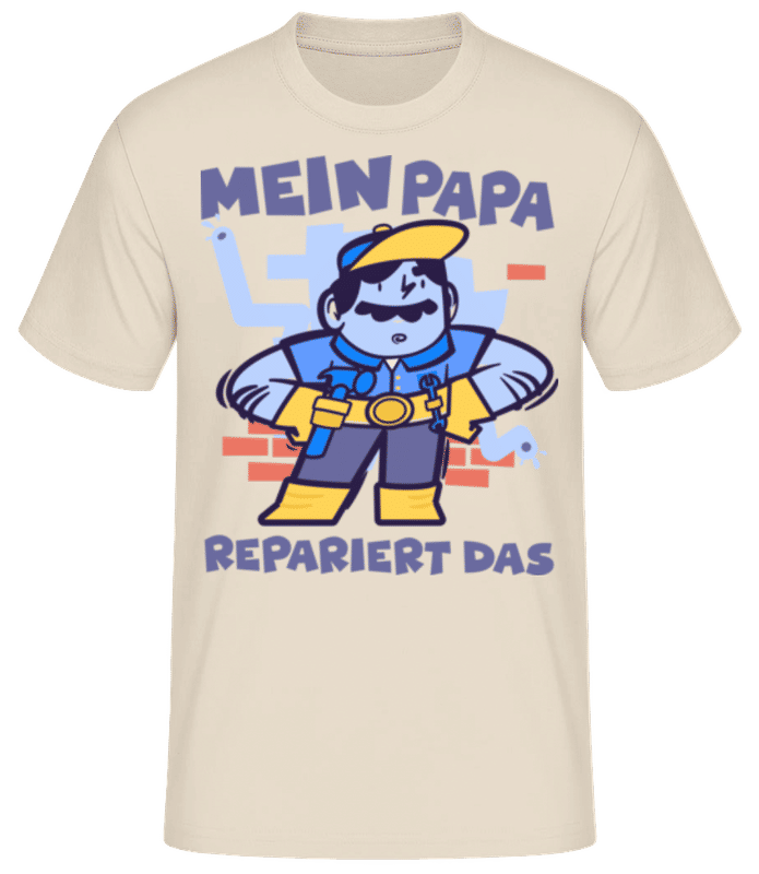 Vorschau: Mein Papa Repariert Das - Männer Basic T-Shirt - Creme - Vorne