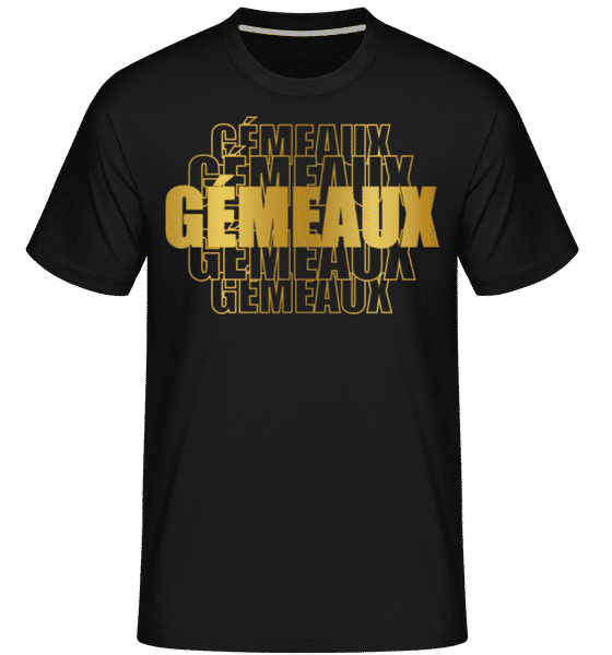 Aperçu: Écriture Doré Astrologique Gémeaux -  T-Shirt Shirtinator homme - Noir - Devant