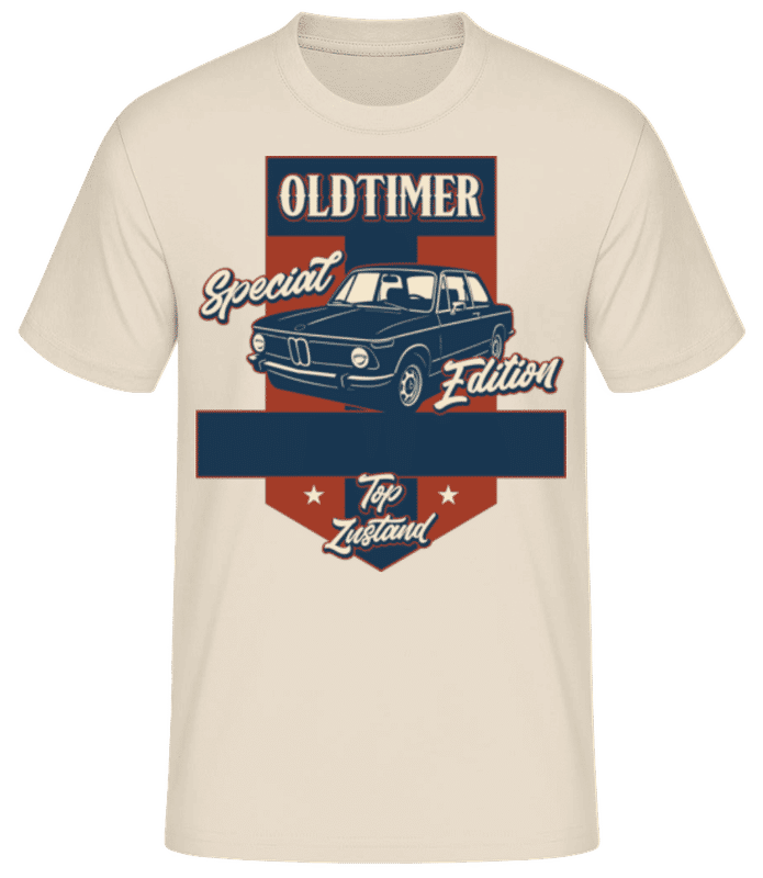 Vorschau: Oldtimer 'BMW' Geburtstag - Männer Basic T-Shirt - Creme - Vorne