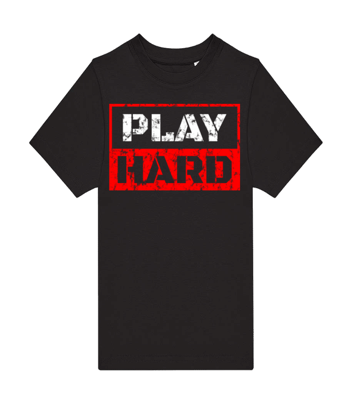 Vorschau: Play Hard - Kinder T-Shirt B&C - Schwarz - Vorne