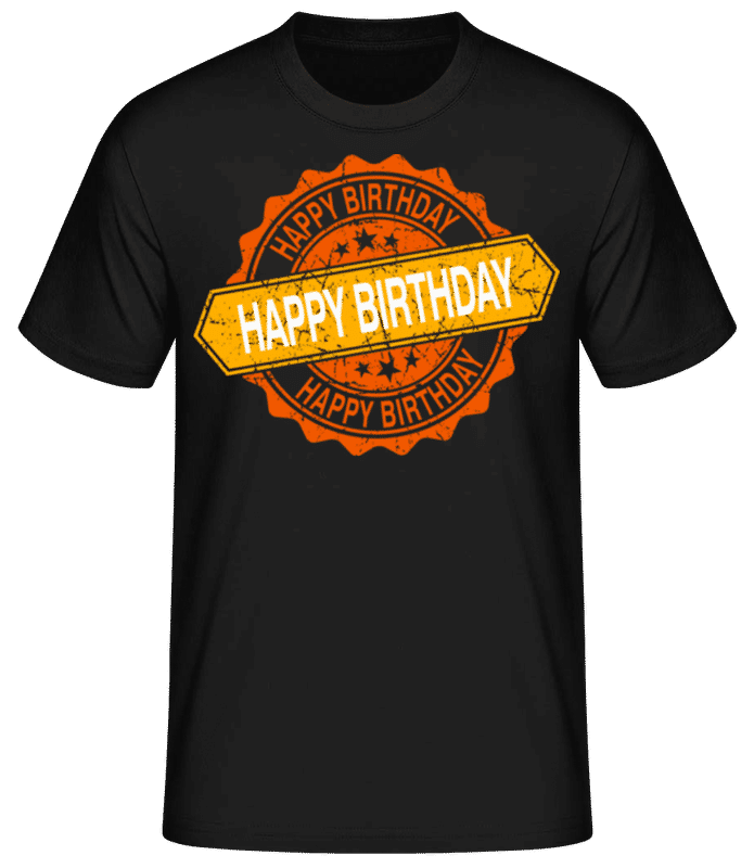 Vorschau: Happy Birthday Logo Round - Männer Basic T-Shirt - Schwarz - Vorne