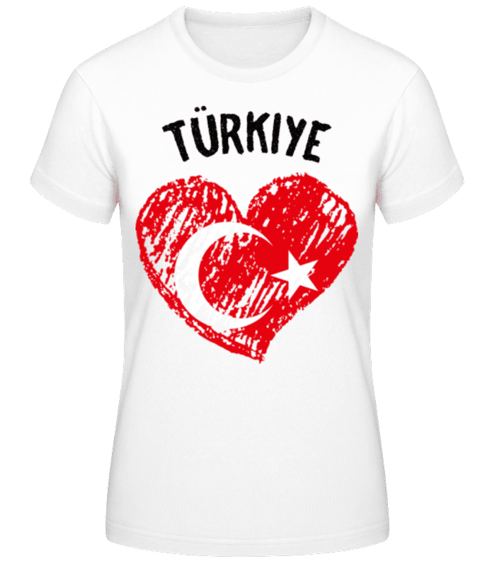 Aperçu: Türkiye Cœur Drapeau - T-shirt femme B&C - Blanc - Devant