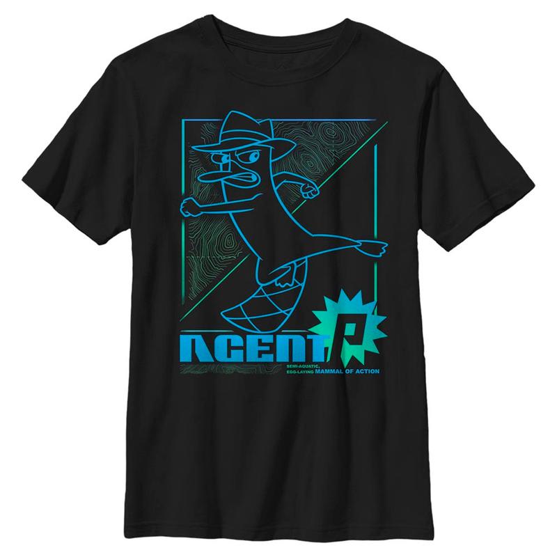 Preview: Disney Classics - Phineas and Ferb - Agent P Mammal of Action - Kids T-Shirt - Black - Front