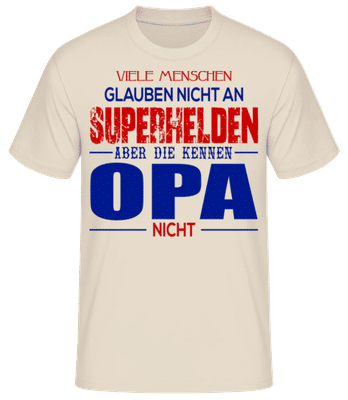 Superhelden Opa - Männer Basic T-Shirt - Creme - Vorne