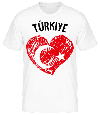 Türkiye Heart Flag - Men's B&C T-Shirt - White - Front