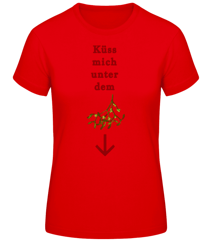 Vorschau: Küss Mich Unter Dem Mistelzweig - Frauen T-Shirt B&C - Rot - Vorne