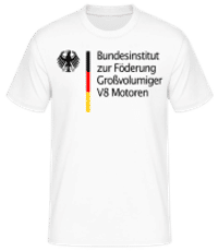 Bundesinstitut Förderung Großvolumig V8 - Männer Basic T-Shirt - Weiß - Vorne
