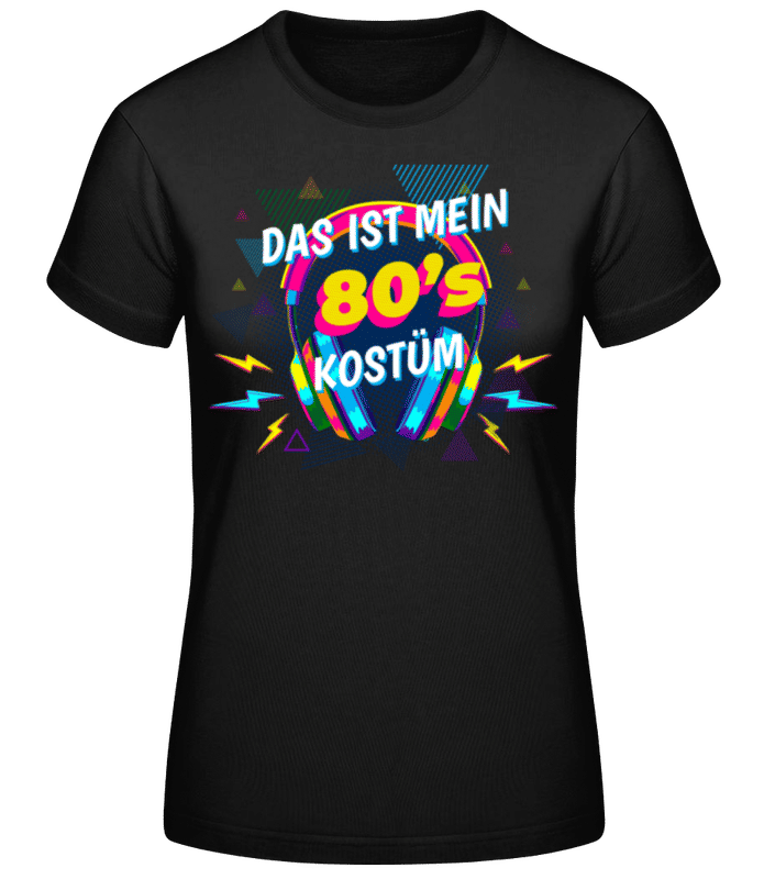 Vorschau: 80's Kostüm - Frauen Basic T-Shirt - Schwarz - Vorne