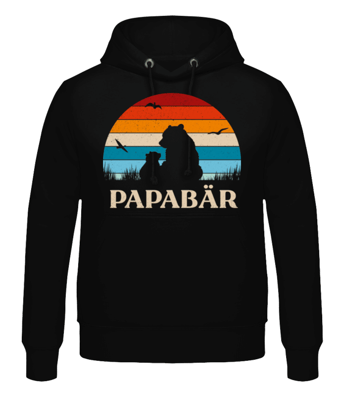 Vorschau: Papabär Sonnenuntergang - Männer Hoodie - Schwarz - Vorne