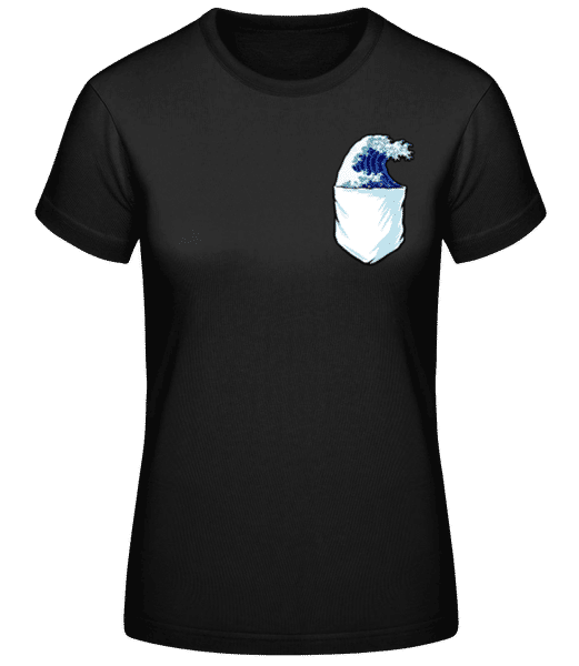 Aperçu: Poche Poitrine La Grande Vague Hokusai - T-shirt standard Femme - Noir - Devant