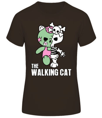 The Walking Cat - Women's Basic T-Shirt - Brown - Front