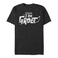 Marvel - I Am Groot - Groot White Logo - Pánské Tričko - Černá - Napřed