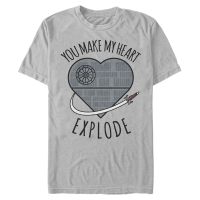 Star Wars - Death Star Heart Explode - Valentinstag - Männer T-Shirt - Aschgrau - Vorne