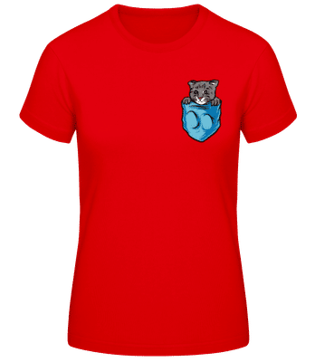 Chat De Poche De Poitrine - T-shirt standard Femme - Rouge - Devant