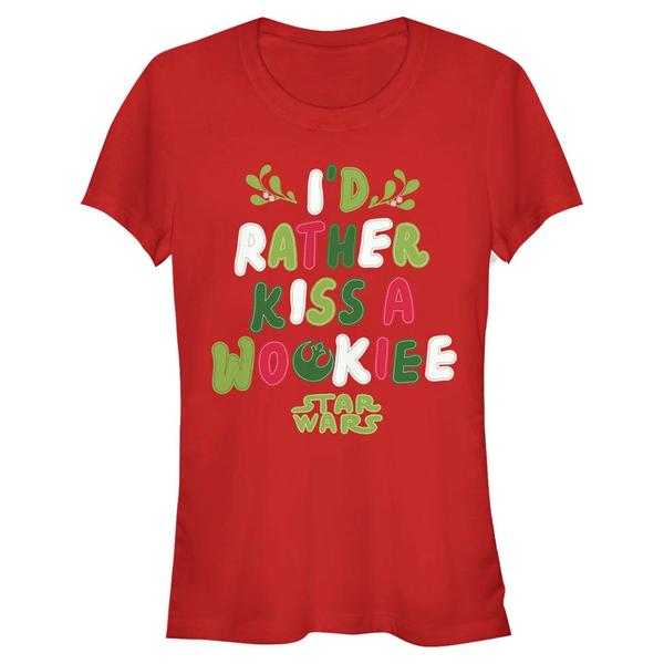 Aperçu: Star Wars - Chewbacca Wookie Kiss - Christmas - Femme T-shirt - Rouge - Devant