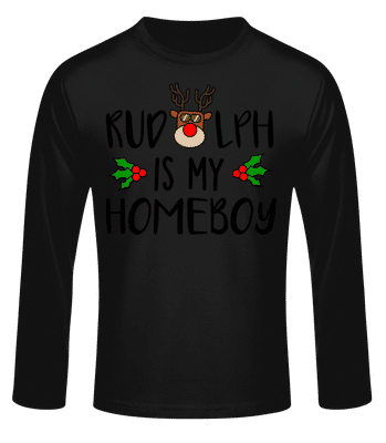 Rudolph Is My Homeboy - Men's Basic Longsleeve - Black - Front