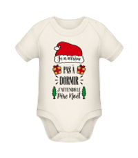 Je N'arrive Pas À Dormir - Body manches courtes bio - Crème - Devant