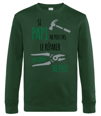 Si Papi Ne Peut Pas Réparer - Sweat-shirt standard pour homme - Vert bouteille - Devant