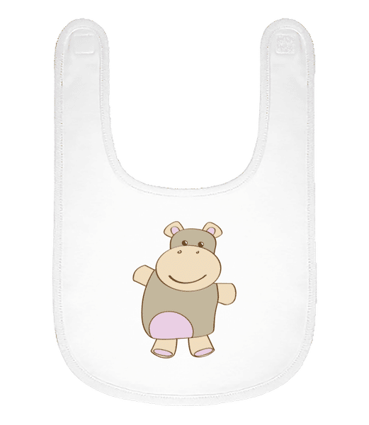 Aperçu: Baby Comic - Hippopotame - Bavoir Bébé bio - Blanc - Devant