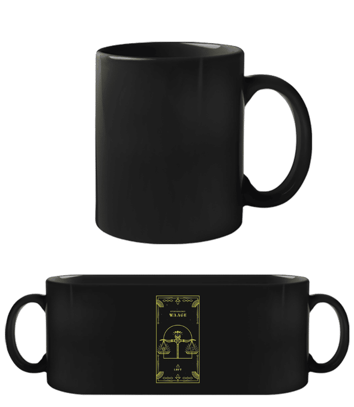 Vorschau: Art Deco Sternzeichen Waage - Schwarze Tasse - Schwarz - Vorne