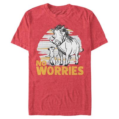 Disney - The Lion King - Timon & Pumbaa No Worries Club - Men's T-Shirt - Heather red - Front