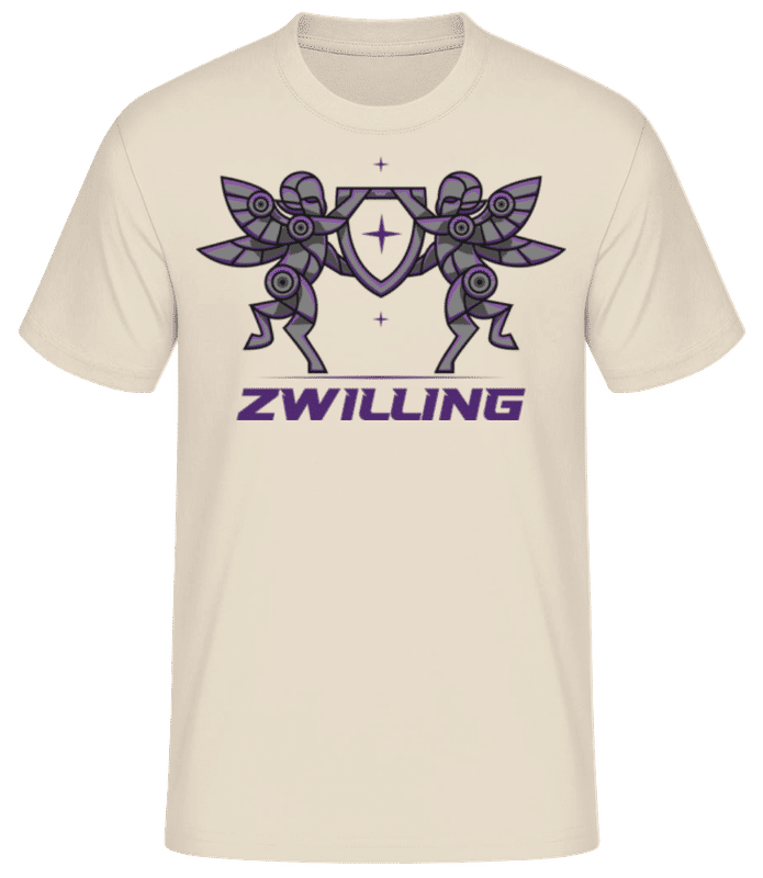 Vorschau: Mecha Roboter Sternzeichen Zwilling - Männer Basic T-Shirt - Creme - Vorne