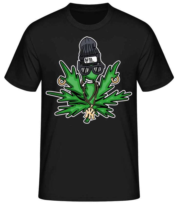 Vorschau: Weed Cartoon - Männer Basic T-Shirt - Schwarz - Vorne