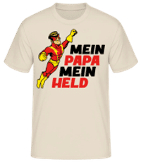 Mein Papa Mein Held - Männer Basic T-Shirt - Creme - Vorne
