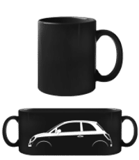 'Fiat 500 (2008)' Silhouette - Čierny hrnček - Čierna - Predné