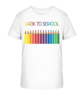 Back To School - Crayons - Kid's Organic T-Shirt Stanley Stella 2.0 - White - Front