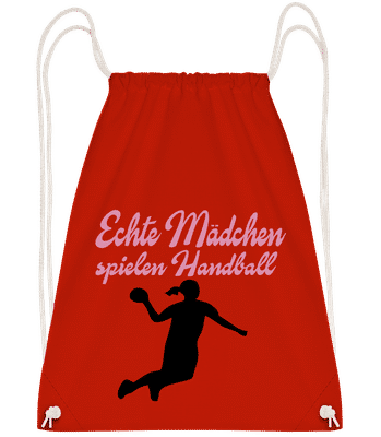 Echte Mädchen Spielen Handball - Turnbeutel - Rot - Vorn