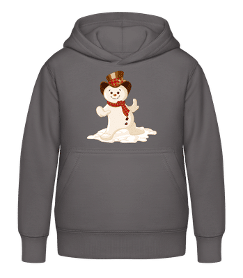 Bonhomme De Neige Avec Chapeau - Sweat à capuche Enfant - Anthracite - Devant