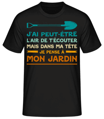 Pense À Mon Jardin - T-shirt standard Homme - Noir - Devant