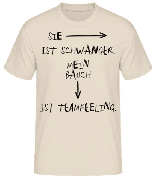 Vorschau: Schwanger Bauch Teamfeeling - Männer T-Shirt B&C - Creme - Vorne