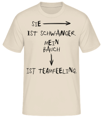 Schwanger Bauch Teamfeeling - Männer T-Shirt B&C - Creme - Vorne